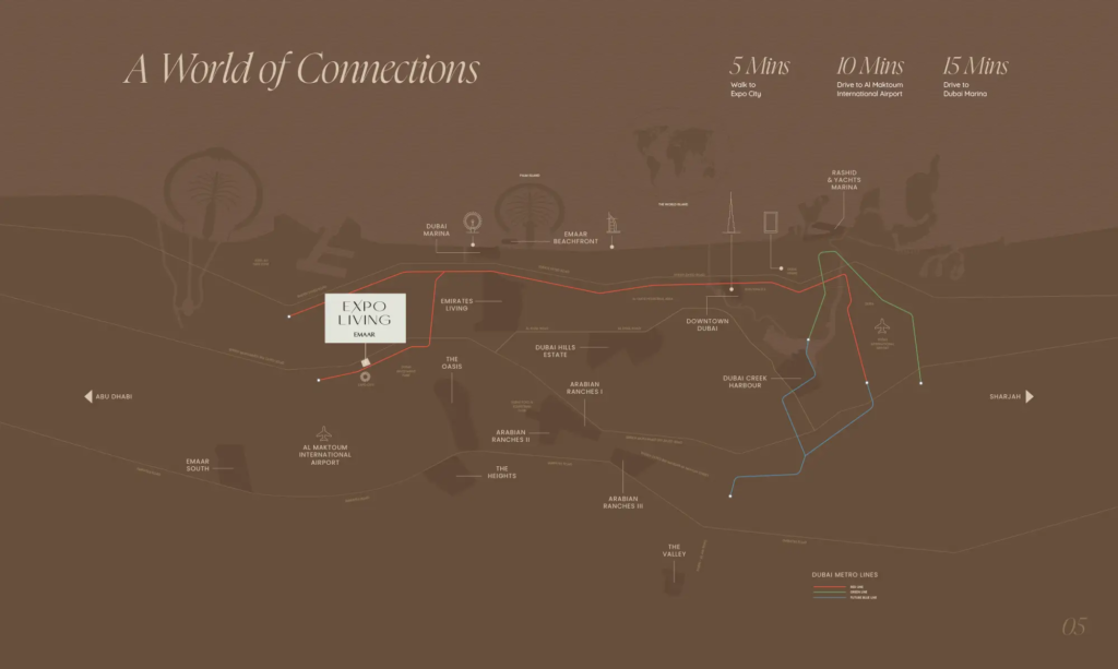 Emaar expo living location on map